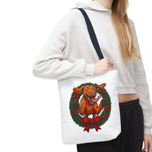 Load image into Gallery viewer, Festive Dog Tote Bag: Christmas Gift for Pet Lovers, Holiday Shopping, Eco-Friendly Reusable Bag, Cute Dog Design, Animal Lover Tote
