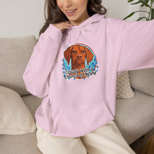 Load image into Gallery viewer, 'Cloudy With A Chance Of NOPE' Vizsla Dog Portrait Hoodie