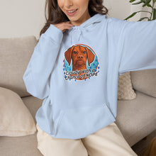 Load image into Gallery viewer, 'Cloudy With A Chance Of NOPE' Vizsla Dog Portrait Hoodie