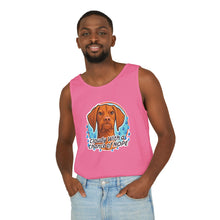Load image into Gallery viewer, Cloudy With a Chance of Nope Dog Tank Top | Vizsla vs Rain Illustration