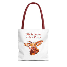 Load image into Gallery viewer, Life is Better with a Vizsla Tote Bag | Dog Lover Puppy Illustration