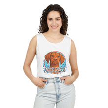 Load image into Gallery viewer, Cloudy With a Chance of Nope Dog Tank Top | Vizsla vs Rain Illustration