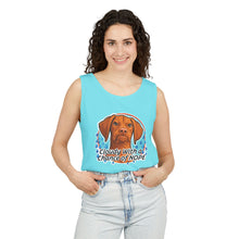 Load image into Gallery viewer, Cloudy With a Chance of Nope Dog Tank Top | Vizsla vs Rain Illustration