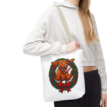 Load image into Gallery viewer, Festive Dog Tote Bag: Christmas Gift for Pet Lovers, Holiday Shopping, Eco-Friendly Reusable Bag, Cute Dog Design, Animal Lover Tote