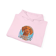 Load image into Gallery viewer, 'Cloudy With A Chance Of NOPE' Vizsla Dog Portrait Hoodie