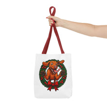 Load image into Gallery viewer, Festive Dog Tote Bag: Christmas Gift for Pet Lovers, Holiday Shopping, Eco-Friendly Reusable Bag, Cute Dog Design, Animal Lover Tote