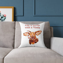 Load image into Gallery viewer, Vizsla Love Square Throw Pillow | Decorative Cushion, Dog Lover Gift, Home Decor, Pet Owner Accent, Life is Better with a Vizsla