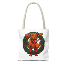 Load image into Gallery viewer, Festive Dog Tote Bag: Christmas Gift for Pet Lovers, Holiday Shopping, Eco-Friendly Reusable Bag, Cute Dog Design, Animal Lover Tote