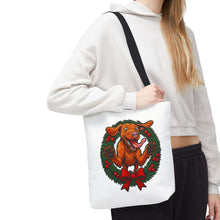 Load image into Gallery viewer, Festive Dog Tote Bag: Christmas Gift for Pet Lovers, Holiday Shopping, Eco-Friendly Reusable Bag, Cute Dog Design, Animal Lover Tote