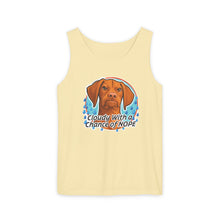 Load image into Gallery viewer, Cloudy With a Chance of Nope Dog Tank Top | Vizsla vs Rain Illustration
