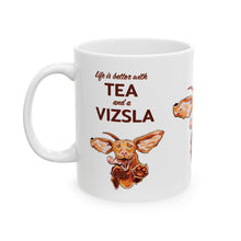 Load image into Gallery viewer, Vizsla Lover Mug - Cute Tongue-Out Hungarian Vizsla Dog Ceramic Tea and Coffee Cup (11oz/15oz)