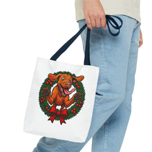 Load image into Gallery viewer, Festive Dog Tote Bag: Christmas Gift for Pet Lovers, Holiday Shopping, Eco-Friendly Reusable Bag, Cute Dog Design, Animal Lover Tote