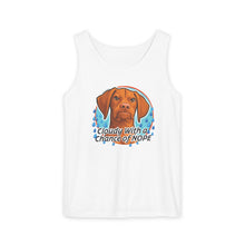 Load image into Gallery viewer, Cloudy With a Chance of Nope Dog Tank Top | Vizsla vs Rain Illustration