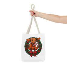 Load image into Gallery viewer, Festive Dog Tote Bag: Christmas Gift for Pet Lovers, Holiday Shopping, Eco-Friendly Reusable Bag, Cute Dog Design, Animal Lover Tote