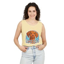 Load image into Gallery viewer, Cloudy With a Chance of Nope Dog Tank Top | Vizsla vs Rain Illustration