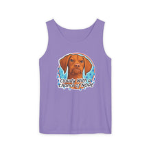 Load image into Gallery viewer, Cloudy With a Chance of Nope Dog Tank Top | Vizsla vs Rain Illustration