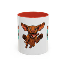 Load image into Gallery viewer, Happy Vizsla Coffee Mug – Cute Jumping V Puppy Accent Mug 11oz