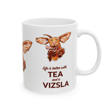 Load image into Gallery viewer, Vizsla Lover Mug - Cute Tongue-Out Hungarian Vizsla Dog Ceramic Tea and Coffee Cup (11oz/15oz)