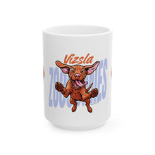 Load image into Gallery viewer, Vizsla Lovers Ceramic Mug - Adorable Dog Coffee Cup for Pet Enthusiasts, Dog Mom Gift, Vizsla Zoomies Lover Mug, Cute Dog Merchandise