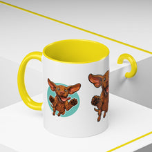 Load image into Gallery viewer, Happy Vizsla Coffee Mug – Cute Jumping V Puppy Accent Mug 11oz