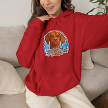 Load image into Gallery viewer, 'Cloudy With A Chance Of NOPE' Vizsla Dog Portrait Hoodie