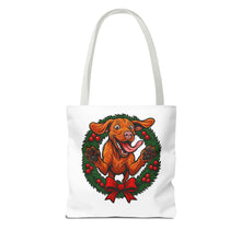 Load image into Gallery viewer, Festive Dog Tote Bag: Christmas Gift for Pet Lovers, Holiday Shopping, Eco-Friendly Reusable Bag, Cute Dog Design, Animal Lover Tote