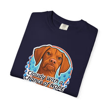 Load image into Gallery viewer, Cloudy With a Chance of NOPE Dog Face T-shirt | Vizsla Weather Tee