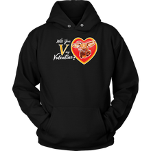 Load image into Gallery viewer, Will You V My Valentine? Super Vizsla Unisex Hoodie