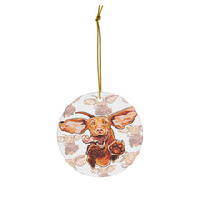 Load image into Gallery viewer, Vizsla Christmas ornament circle shaped