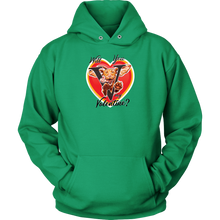Load image into Gallery viewer, Will You V My Valentine? Super Vizsla Unisex Hoodie <3