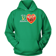 Load image into Gallery viewer, Will You V My Valentine? Super Vizsla Unisex Hoodie