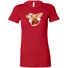 Load image into Gallery viewer, a red Bella women's t-shirt with the original super vizsla dog design