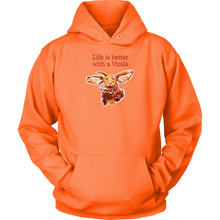 Load image into Gallery viewer, Life is better with a Vizsla Hoodie - Jumping happy Vizsla dog original art on a quality unisex hoodie