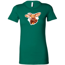 Load image into Gallery viewer, a green Bella women's t-shirt with the original super vizsla dog design
