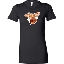 Load image into Gallery viewer, a Bella women's black t-shirt with the original super vizsla dog design