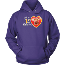 Load image into Gallery viewer, Will You V My Valentine? Super Vizsla Unisex Hoodie