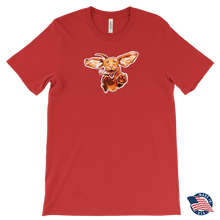 Load image into Gallery viewer, a men&#39;s red t-shirt featuring our original Hungarian Vizsla dog design on the front. Shirt made in the USA
