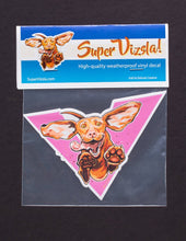 Load image into Gallery viewer, Happy playing and jumping Hungarian Vizsla dog sticker original artwork unique decal pink
