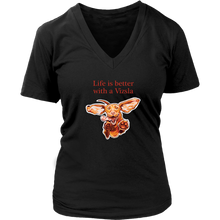 Load image into Gallery viewer, Life is better with a Vizsla - Womens V-Neck shirt featuring original Hungarian Vizsla artwork for V lovers