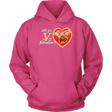Load image into Gallery viewer, Will You V My Valentine? Super Vizsla Unisex Hoodie