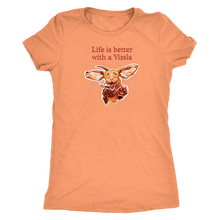 Load image into Gallery viewer, womens shirt life is better with a vizsla dog