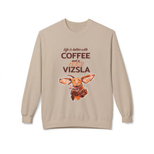 Load image into Gallery viewer, Life Is Better With Coffee and Vizsla Sweatshirt | Vizsla Dog Coffee Design
