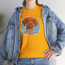 Load image into Gallery viewer, Cloudy with a Chance of Nope Dog Tee | Cute Vizsla Weather Graphic
