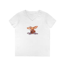 Load image into Gallery viewer, Cute Vizsla Illustration Ladies V-Neck T-Shirt
