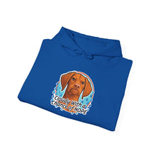 Load image into Gallery viewer, 'Cloudy With A Chance Of NOPE'  Vizsla Dog Portrait Hoodie
