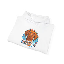 Load image into Gallery viewer, 'Cloudy With A Chance Of NOPE'  Vizsla Dog Portrait Hoodie
