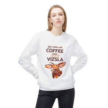 Load image into Gallery viewer, Life Is Better With Coffee and Vizsla Sweatshirt | Vizsla Dog Coffee Design
