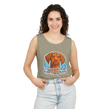 Load image into Gallery viewer, Cloudy With a Chance of Nope Dog Tank Top | Vizsla vs Rain Illustration
