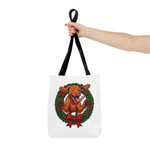 Load image into Gallery viewer, Festive Dog Tote Bag: Christmas Gift for Pet Lovers, Holiday Shopping, Eco-Friendly Reusable Bag, Cute Dog Design, Animal Lover Tote
