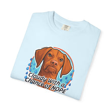 Load image into Gallery viewer, Cloudy With a Chance of NOPE Dog Face T-shirt | Vizsla Weather Tee
